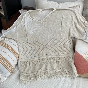H&M fringe hi/lo boho pullover